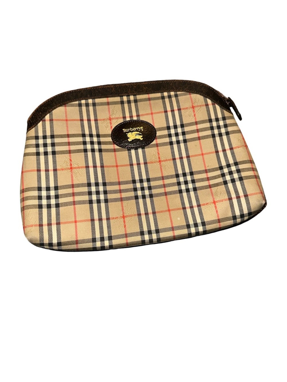 Burberry Beige, Black & Red Nova Check Makeup Pouch